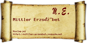 Mittler Erzsébet névjegykártya